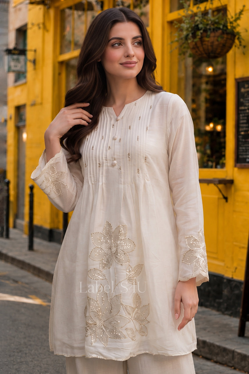Pearl Fleurline Embroidered Co-ord Set – Label S4U