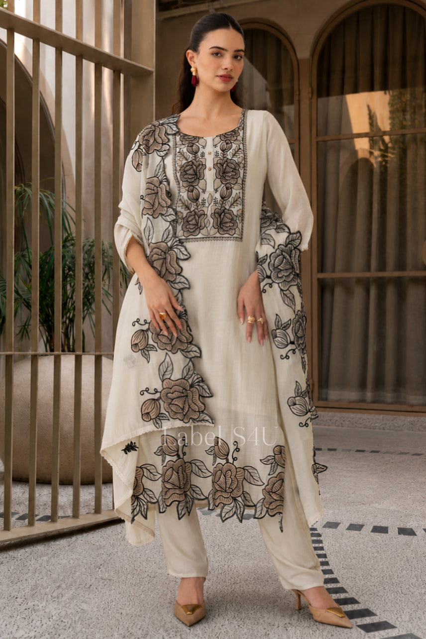Dusk Floral Embroidered Suit Set